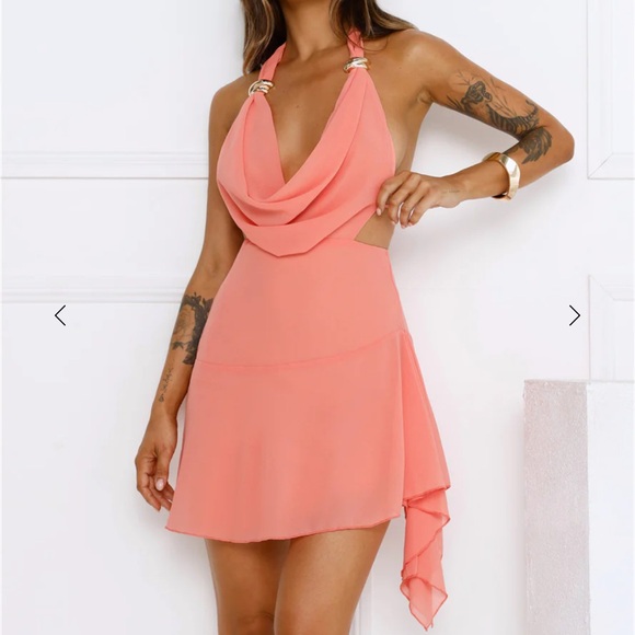 PALOMA HALTER MINI DRESS CORAL - Picture 6 of 7